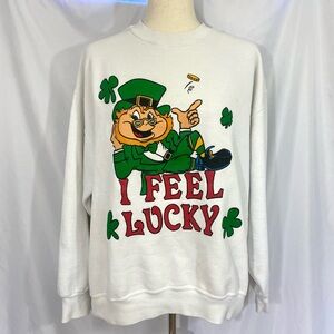 Vintage 90’s St Patrick’s Day Leprechaun Crewneck Sweatshirt Size Large